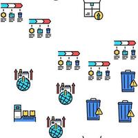 Circular And Linear Economy Model Icons Set Vector