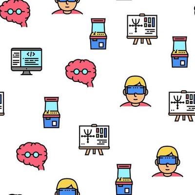 Geek, Nerd And Gamer Vector Seamless Pattern