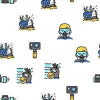 Diving Scuba Equipment Vector Seamless Pattern