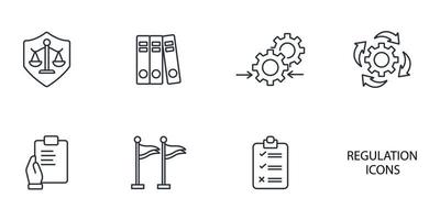 conjunto de iconos de regulación. elementos de vector de símbolo de paquete de regulación para web de infografía