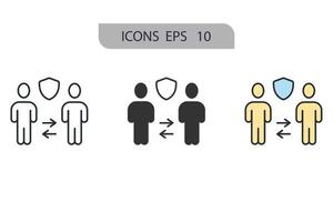 iconos de distanciamiento social simbolizan elementos vectoriales para web infográfica vector