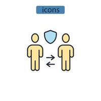 iconos de distanciamiento social simbolizan elementos vectoriales para web infográfica vector