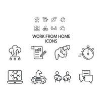 Work from home icons set . Work from home pack symbol vector elements for infographic web