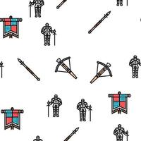 Medieval Warrior Weapon And Armor Vector Seamless Pattern