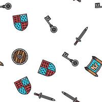 Medieval Warrior Weapon And Armor Vector Seamless Pattern