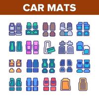 Car Mats Floor Carpet Collection Icons Set Vector