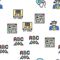 English Language Learn At School Vector Seamless Pattern