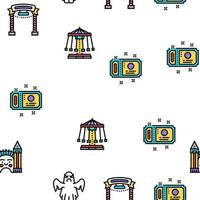 Amusement Park Entertainment Vector Seamless Pattern