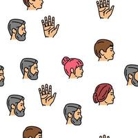 Body And Facial People Parts Vector Seamless Pattern