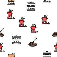 Fondue Cooking Delicious Meal Vector Seamless Pattern