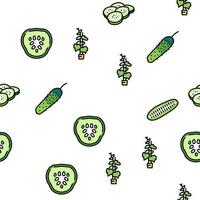 Cucumber Natural Bio Vegetable Vector Seamless Pattern