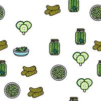 Cucumber Natural Bio Vegetable Vector Seamless Pattern