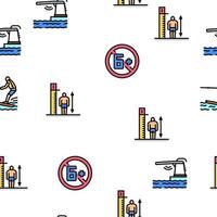 Water Park Attraction And Pool Vector Seamless Pattern