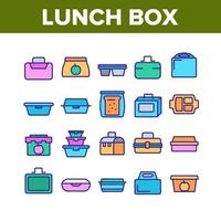 Lunch Box Collection Elements Icons Set Vector