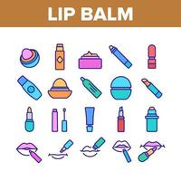 Lip Balm Cosmetic Collection Icons Set Vector