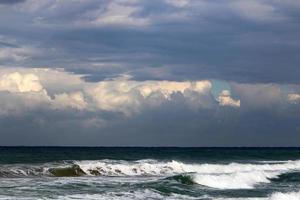 The sky over the Mediterranean Sea in northern Israel. photo