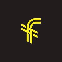 letter f simple stripes line linked logo vector