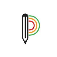 letter p colorful pencil creative symbol vector