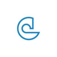 letter c circle blue wave abstract logo vector