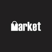 text market m shopping bag design logo vector