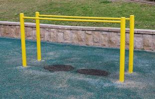 Sports equipment and equipment in a city park on the Mediterranean coast. photo