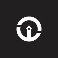 circle round arrow up home success real estate logo vector