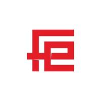 letter fe square overlapping line logo vector