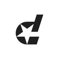 vector de logotipo de movimiento simple geométrico colorido estrella letra d