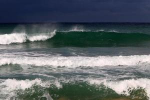 Storm in the Mediterranean off the coast of Israel. photo