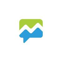 letter m mountain water blue waves talk communication logo vector