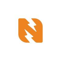 letter n flash thunder energy simple geometric logo vector
