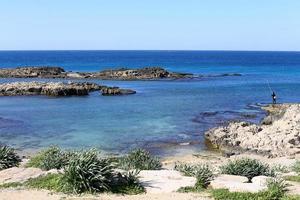 Coast of the Mediterranean Sea in the north of the State of Israel. photo