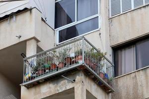 April 5, 2022 Tel Aviv city Israel. Balconies in the city of Tel Aviv in Israel. photo