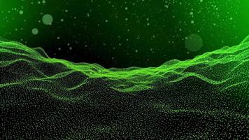 green abstract fantastic background of particles with animation video