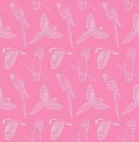 Vector seamless pattern of hand drawn parrot