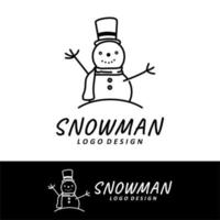 Winter Snowman Logo Design Simple Minimalist Line Art Style vector