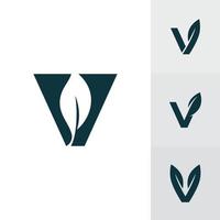 v diseño de logotipo y plantilla. letras iniciales de icono de hoja v creativas basadas en vector. vector