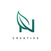 N Logo Design and template. Creative N leaf  icon initials based Letters in vector. vector