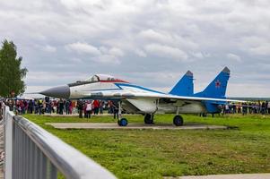 KUBINKA, MOSCOW REGION, RUSSIA - MAY 21, 2016. Mig-29. Air show in honour of the celebration of the 25th anniversary of aerobatic display teams Russian Knights and Swifts. photo