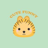 cute funny tiger head character. vector hand drawn cartoon mascot character illustration icon. Isolated on a soft tiger background.