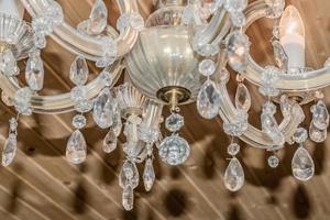 Chrystal chandelier closeup. Selective focus photo