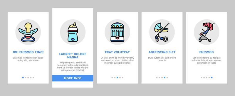 Baby Shop Selling Tool Onboarding Icons Set Vector