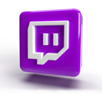 3d twitch logotipo ícone cor roxa png
