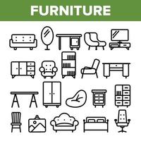 Room Furniture Line Icon Set Vector. Interior Cabinet Design. Home Room Furniture Elements. Thin Outline Web Illustration vector