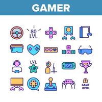 Gamer Device Collection Elements Icons Set Vector