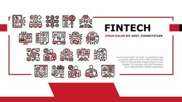 Fintech Financial Technology Landing Header Vector