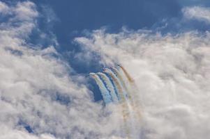 planes in the sky performing aerobatic figure photo