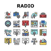 conjunto de iconos de colección de podcast de estudio de radio vector