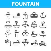 conjunto de iconos de colección de fuente de agua potable vector