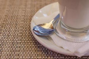 closeup of served latte coffee photo